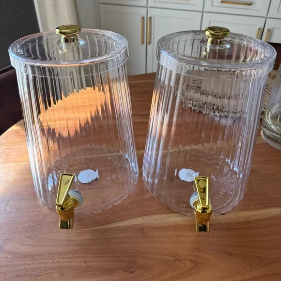 Plastic Clear Beverage Dispensers with Gold Accents - Picture 1 of 8